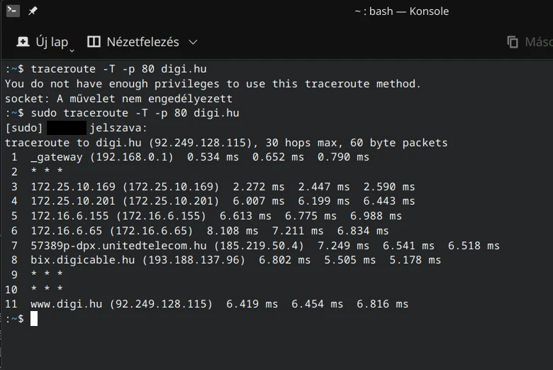 traceroute a digihez