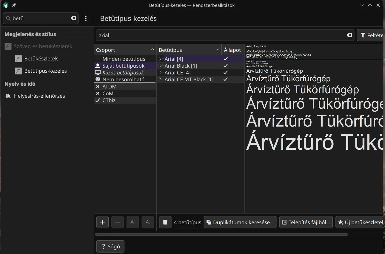 fontkezelő